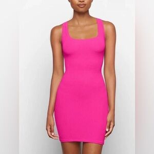SKIMS Ribbed Pink Mini Dress L